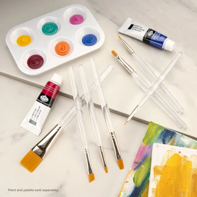 Čopiči z zlatimi taklonskimi ščetinami mix Royal & Langnickel - 7 kosov