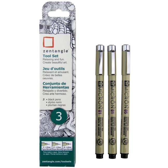 Set di penne tecniche SAKURA Zentangle Pigma Micron - set di 3 pezzi
