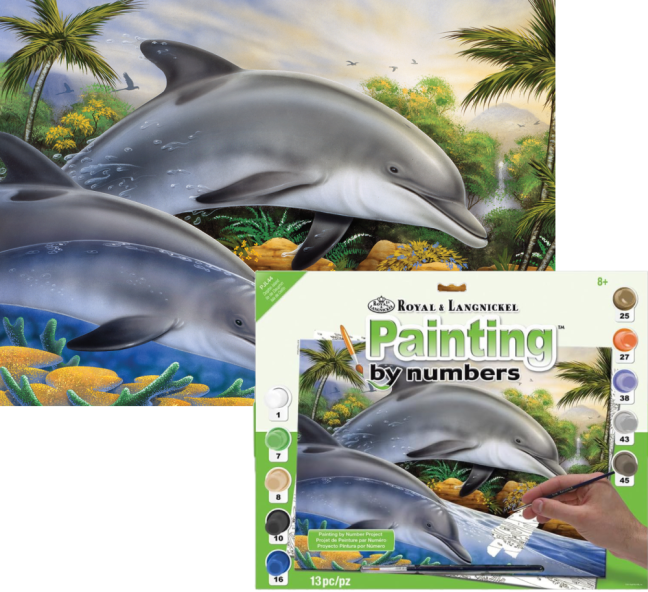 Pittura per numeri formato A3 - Delfini