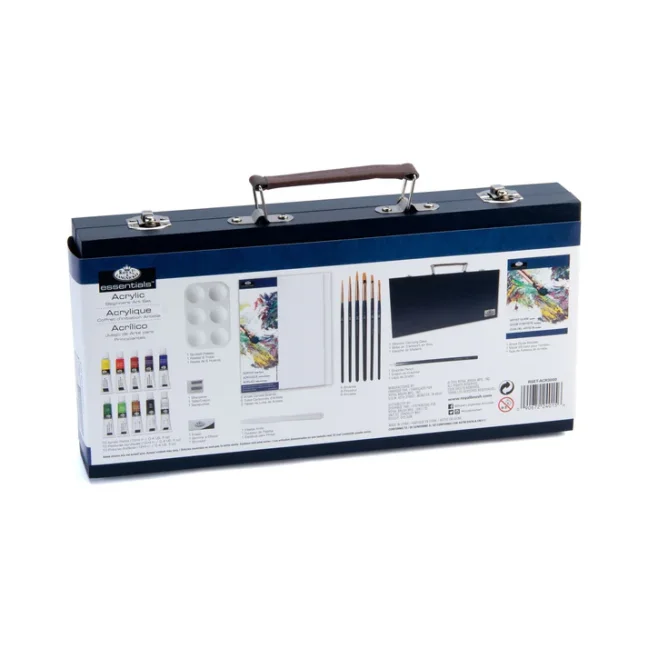 Set di colori acrilici in scatola di legno per principianti - set da 25 pezzi