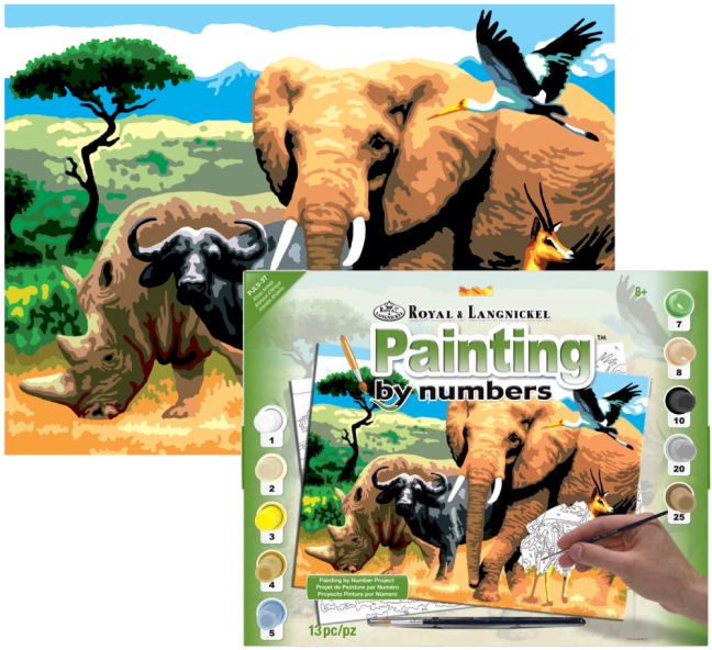 Pittura con numeri formato A3 - Animali africani
