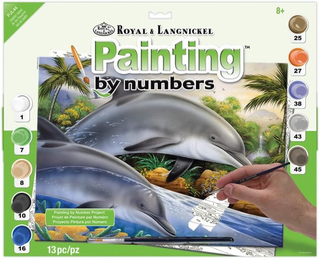 Pittura per numeri formato A3 - Delfini