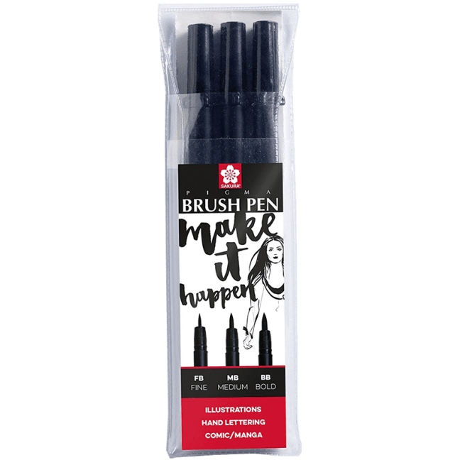 Sakura Pigma Brush fixy - sada 3 ks