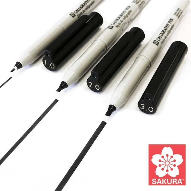 Sakura Calligraphy Pen Nero - scegli la dimensione della punta