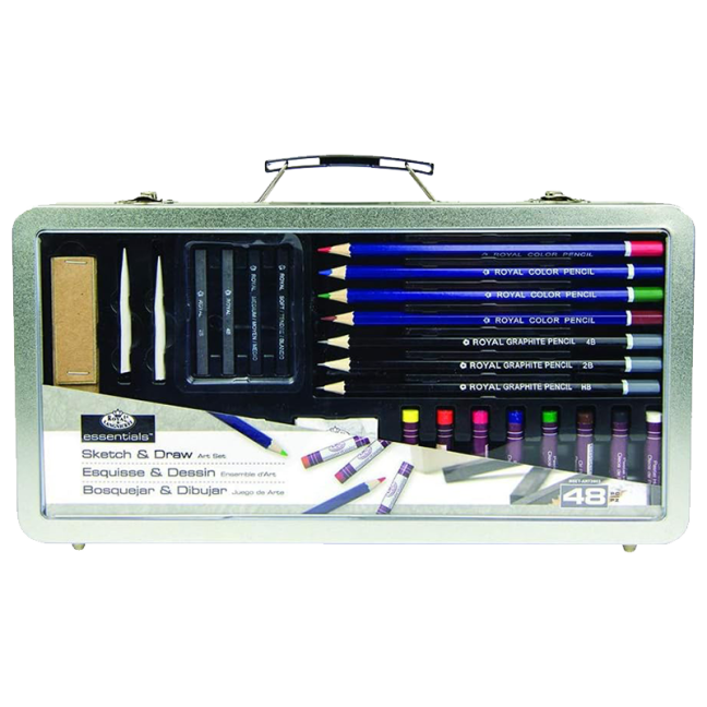 Set da disegno Royal Langnickel in valigetta trasparente - 48 pezzi