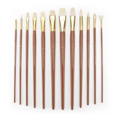 Pennelli con setole di pelo piatti lunghi - set da 12 pezzi