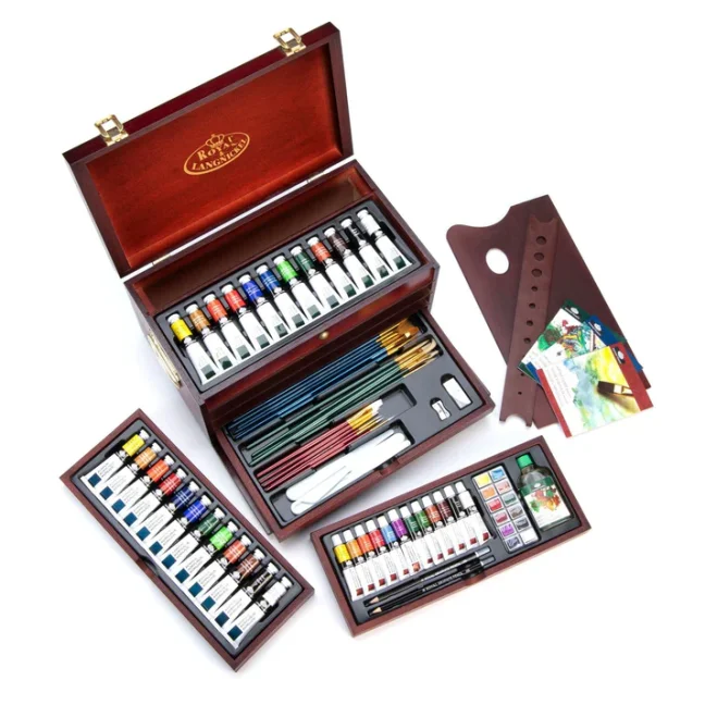 Set de pictură Royal & Langnickel - cutie din lemn 80 buc