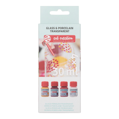 Set Art Creation pentru sticlă și porțelan transparent Pink Frost - 4x30 ml