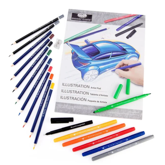 Blocco per illustrazione + set di matite e pennarelli Royal Langnickel