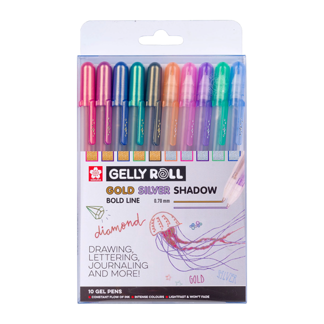 Sakura Gelly Roll Gold & Silver Shadow set 10 pezzi