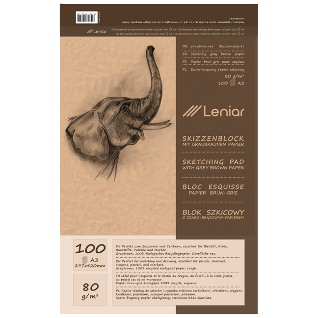 Blocco da disegno Leniar Elefante - vari formati - LENIAR – formato del blocco: A3