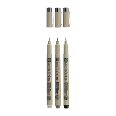 SAKURA Pigma Micron 05 set 3 pezzi - nero e grigio