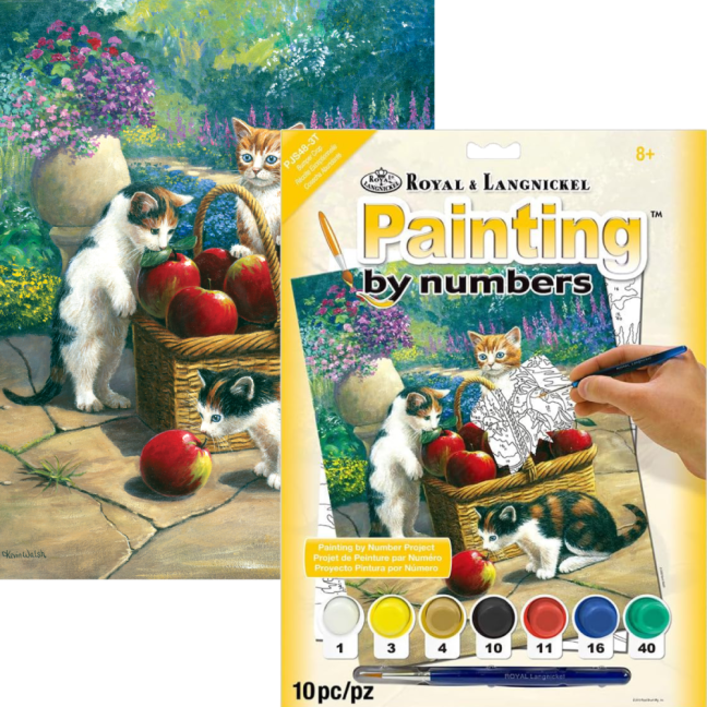 Számozott kifestő A4 formátumban - Cica kosárral