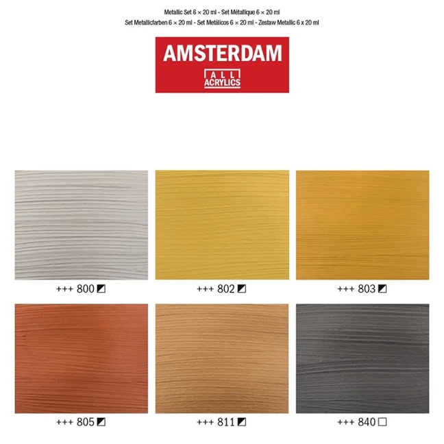 Colori acrilici Amsterdam - set 6 x 20ml - Metallici