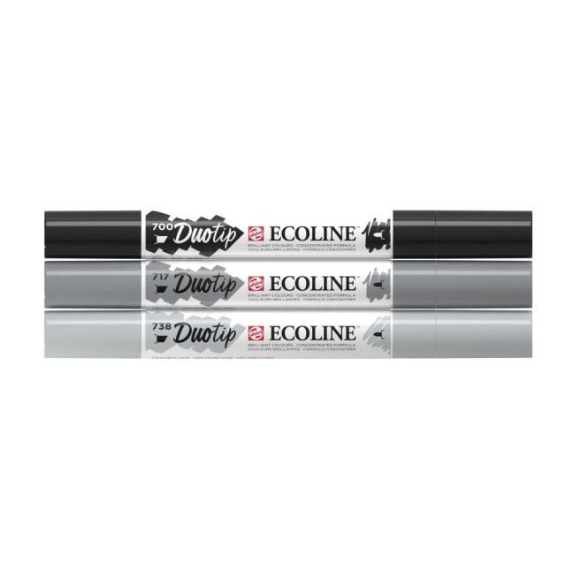 Ecoline Duotip marcatori set Nero & Grigio | 3 colori