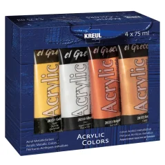 KREUL Set de vopsele acrilice metalizate EL GRECO – 4 x 75 ml