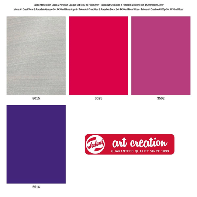 Art Creation set per vetro e porcellana opaco Pink Silver - 4x30 ml