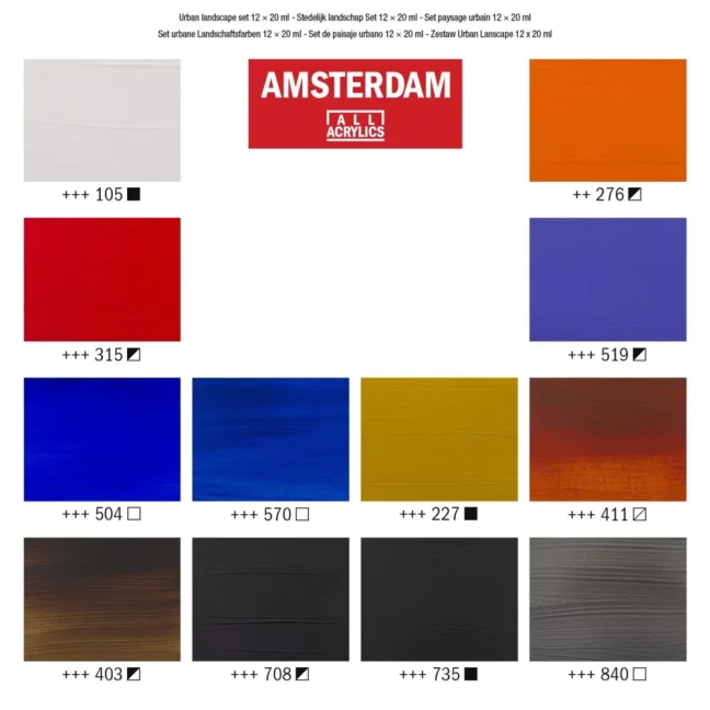 Colori acrilici Amsterdam - set 12 x 20ml - Urban Landscape