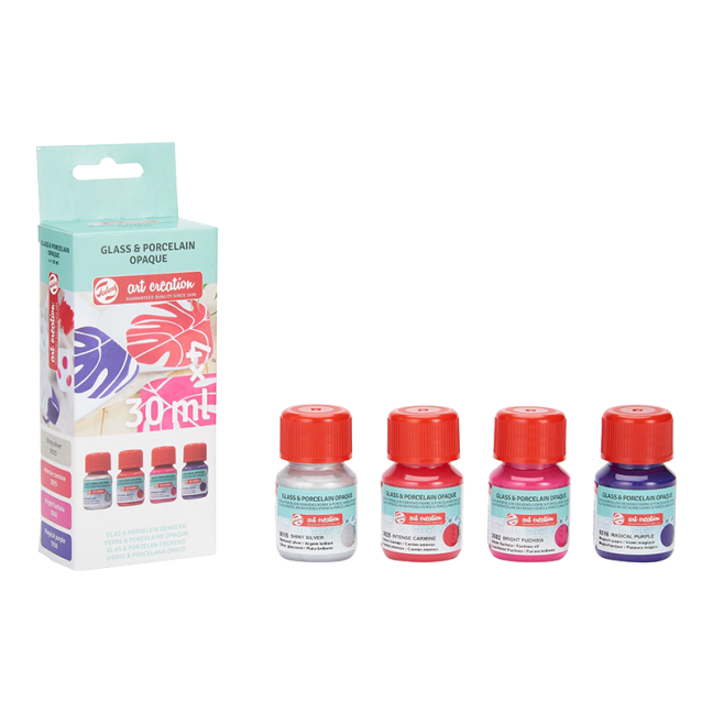 Art Creation set per vetro e porcellana opaco Pink Silver - 4x30 ml