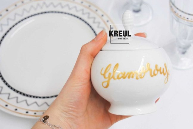 KREUL Set di pennarelli per vetro e porcellana – METALLIC – 5 pz
