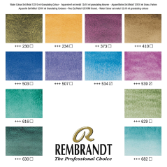 Rembrandt Set de acuarele în cutie metalică 12 tuburi de 10 ml - Granulație