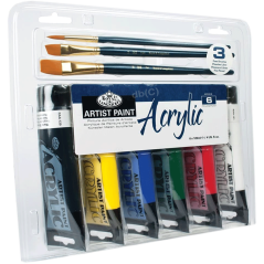 R&L Set akrilnih boja s kistovima – 6 x 120 ml