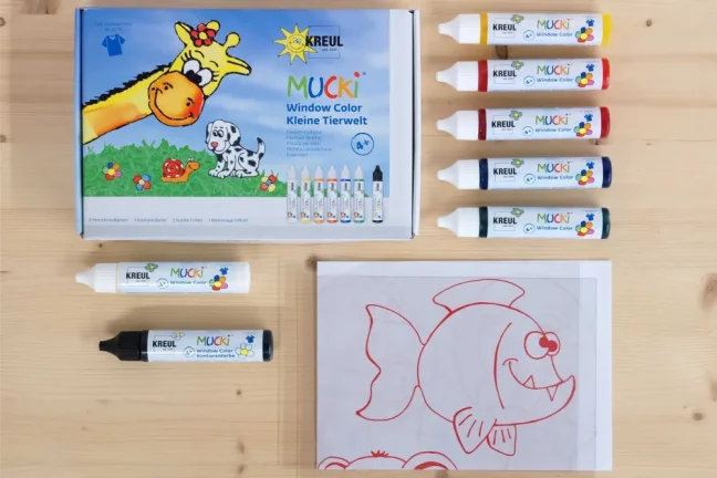 KREUL Set di colori per vetro MUCKI – Animaletti