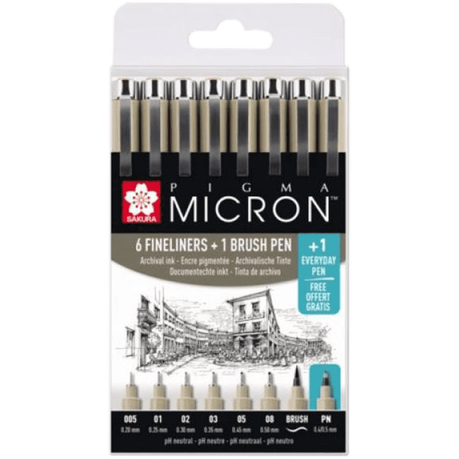 Sakura Pigma Micron set di penne tecniche 7+1 pezzi GRATIS