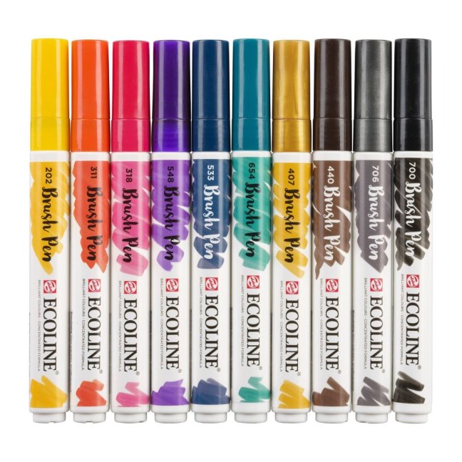 Pennarelli Acquerello Ecoline - set 10 pz - Dark