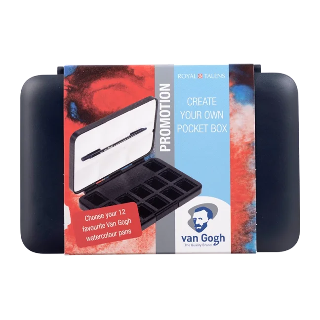 Astuccio in plastica Van Gogh per acquerelli 12 godet + pennello