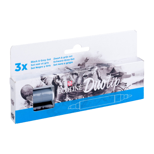 Ecoline Duotip marcatori set Nero & Grigio | 3 colori