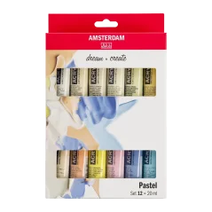 Amsterdam akril festékek - 12 x 20 ml készlet - Pastels