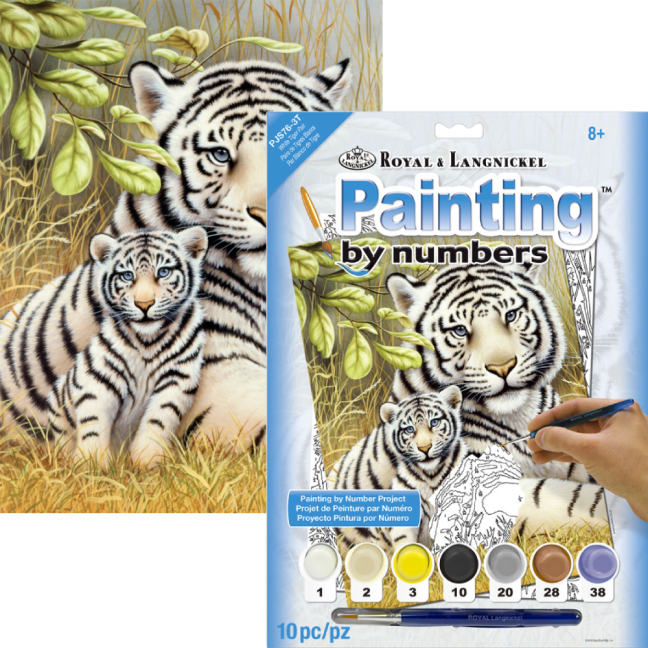 Számozott kifestő A4 formátumban - Fehér tigrisek