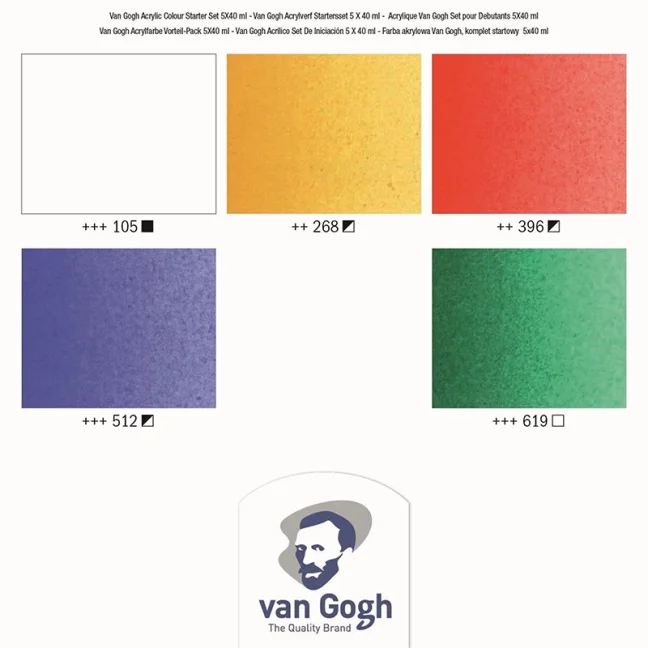Akrylové farby Van Gogh - štartovacia sada 5 x 40 ml