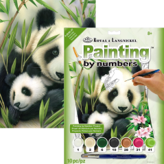 Pittura per numeri formato A4 - Panda con cucciolo