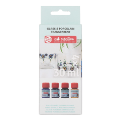 Art Creation sada na sklo a porcelán transparentní Blues - 4x30 ml