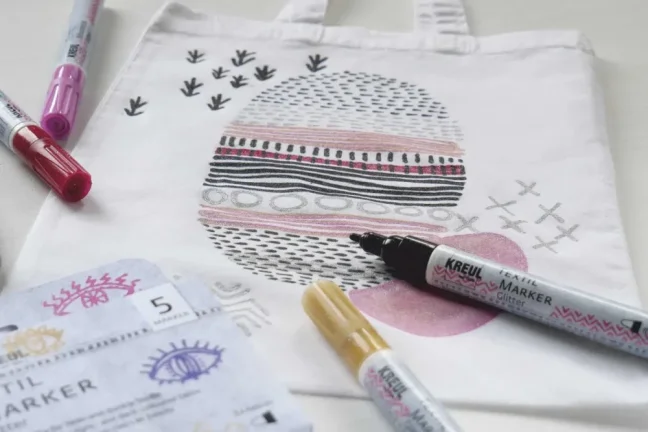 KREUL Set markere textile medium GLITTER 5 buc