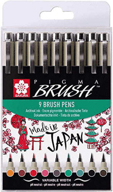 SAKURA Pigma® Brush set di penne creative 9 pz