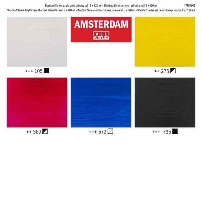 Amsterdam Standard 120 ml - 5db - Primary set akril festékek
