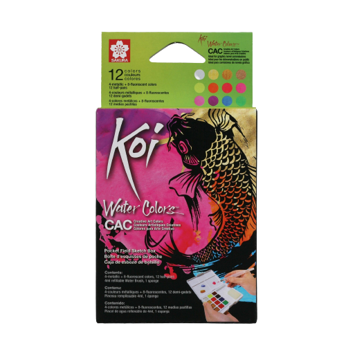 Scatola da disegno con acquerelli ad effetto Creative Art Sakura Koi - 12 pezzi