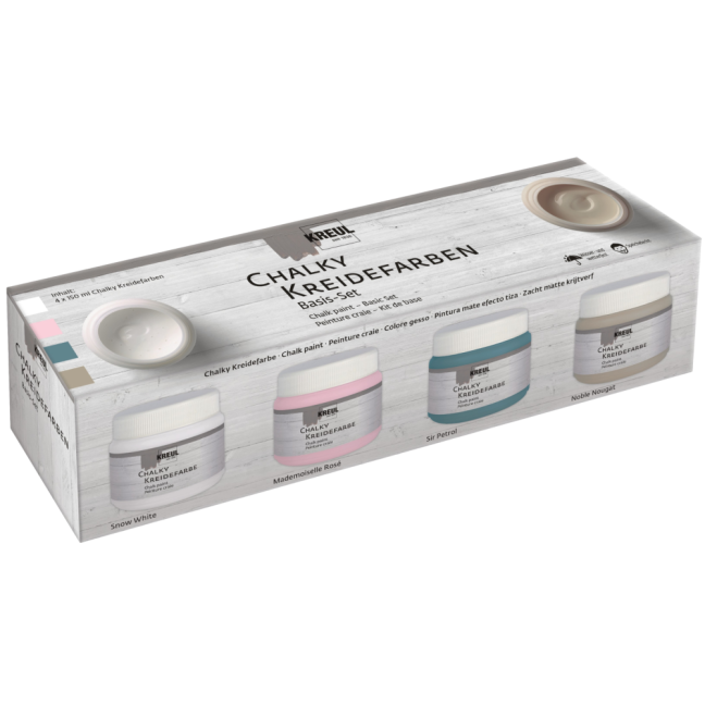 KREUL Set di colori effetto gesso CHALKY 150 ml – 4 pezzi