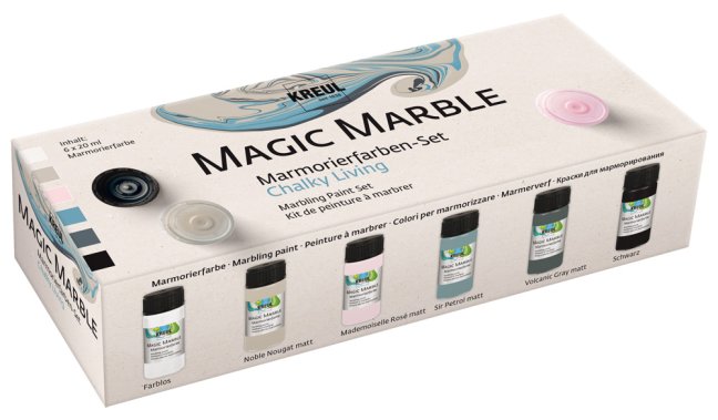 KREUL Set per marmorizzazione – Magic Marble CHALKY LIVING – 6 x 20 ml