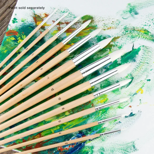 Pennelli rotondi a setole bianche - set da 12 pezzi - RSET-9606