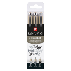 SAKURA Pigma Micron 05 set 3 pezzi - nero e grigio