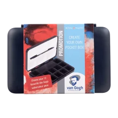 Plastová kazeta Van Gogh pro akvarelové barvy 12 kalíšků + štětec
