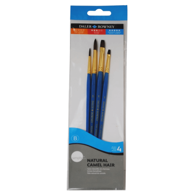 D&R Simply set di pennelli per acquerello in pelo di cammello naturale - 4 pezzi