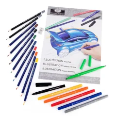 Blok za ilustriranje + komplet svinčnikov in flomastrov Royal Langnickel